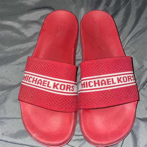 michael kors red slides|Michael Kors slides with studs.